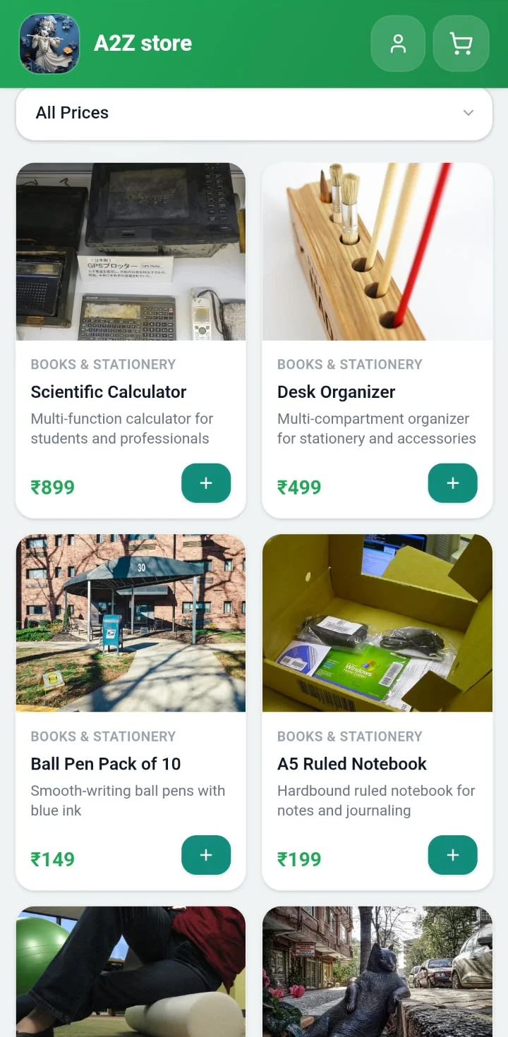 A2Z Store — a mobile storefront built with Qartlo